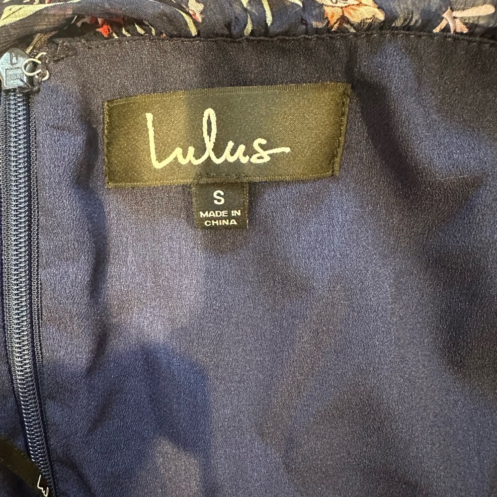 Lulu's Off The Shoulder Floral Navy Dress - Picture 8 of 9